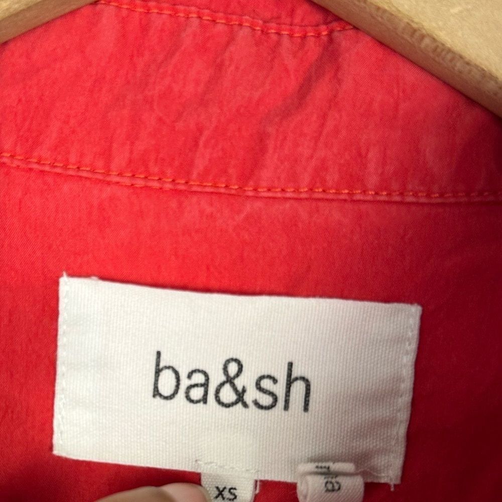 BA&SH Pearl Belted Red Lyocell blend Poplin Mini Shirt Dress Women’s Sz XS - Picture 7 of 9